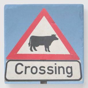 Close-Up Of Cattle Crossing Sign. Western Cape Stone Coaster
