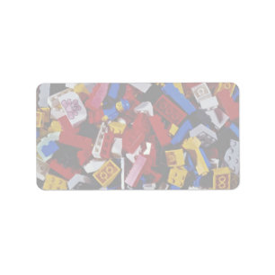 Close-up of children's building blocks label