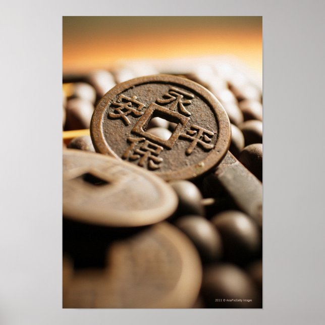 Close up of Chinese coin Poster (Front)