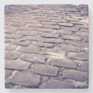 Close Up Of Cobblestone Street Stone Coaster