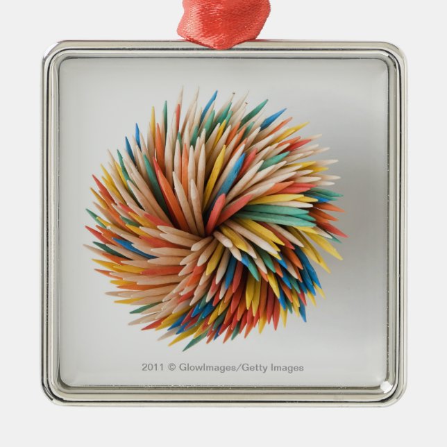 Close-up of coloured pencils metal tree decoration (Front)