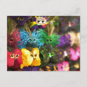 Close-up of colourful miniature masks in a New Postcard