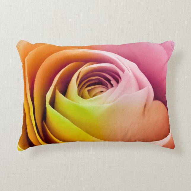 Close up of Colourful Rose Petals Decorative Cushion (Front)