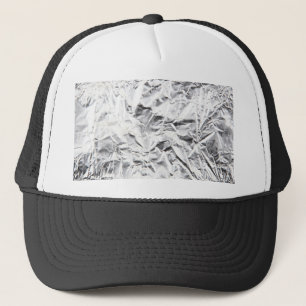 Close-Up Of Crumpled Aluminium Foil Trucker Hat