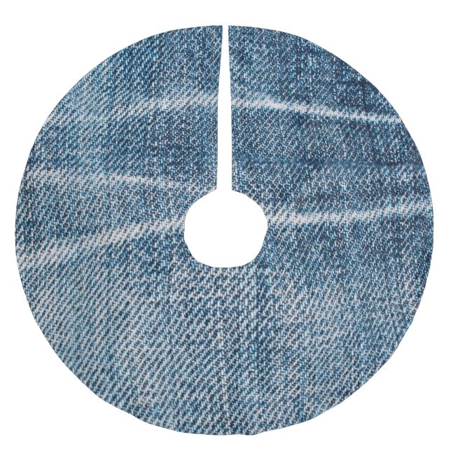 Close-Up of Denim Cloth. Brushed Polyester Tree Skirt (Front)