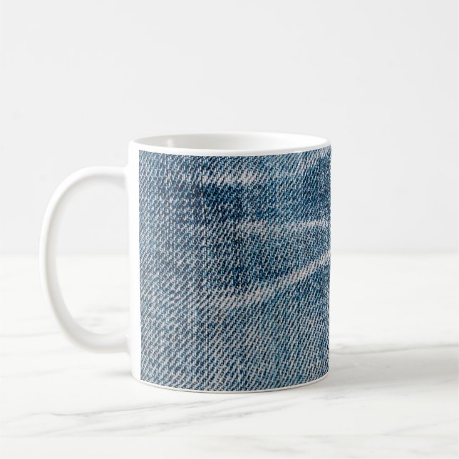 Close-Up of Denim Cloth. Coffee Mug (Left)