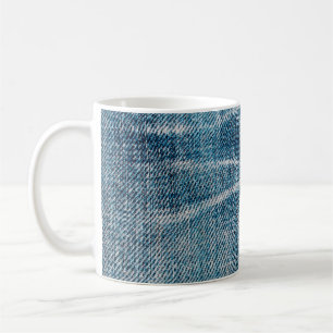 close-up of denim cloth coffee mug