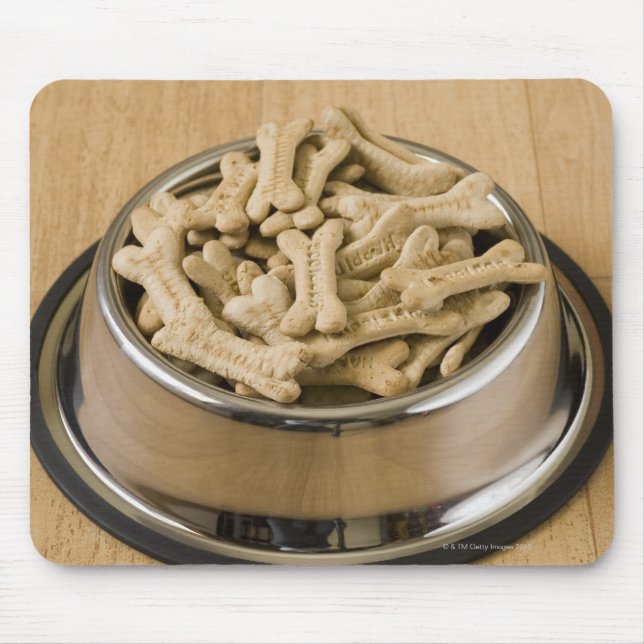 Close-up of dog biscuits in a dog bowl mouse mat (Front)