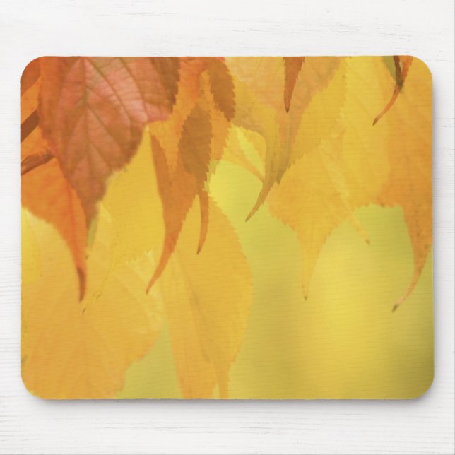 Close-up of Fall Leaves on a Branch Mouse Mat (Front)