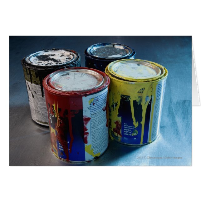 Close-up of four paint cans (Front Horizontal)