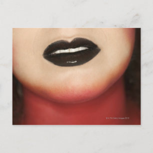 Close-up of glam-rock woman's lips postcard