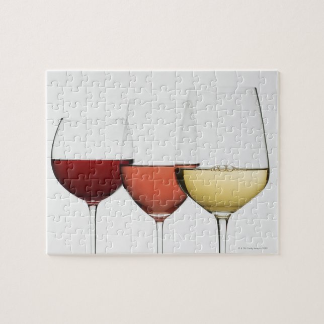 Close up of glasses of different wines jigsaw puzzle (Horizontal)