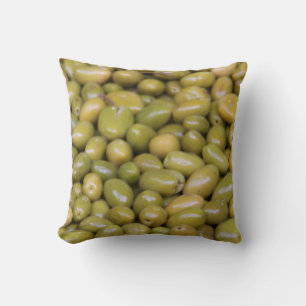 Close Up Of Green Olives Cushion