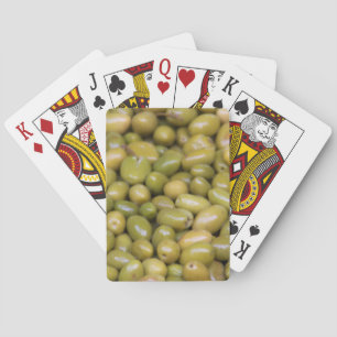 Close Up Of Green Olives Playing Cards