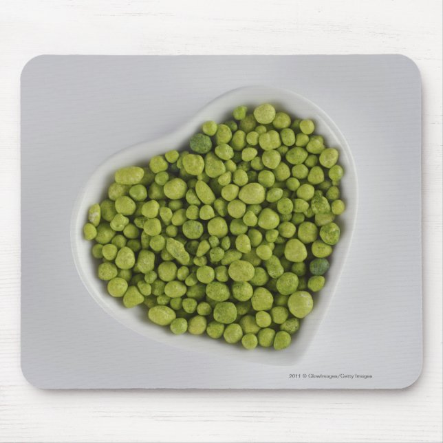Close-up of green pebbles in a heart shape bowl mouse mat (Front)