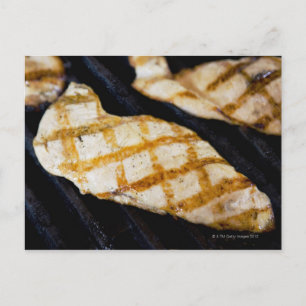 Close-up of grilled chicken breasts postcard