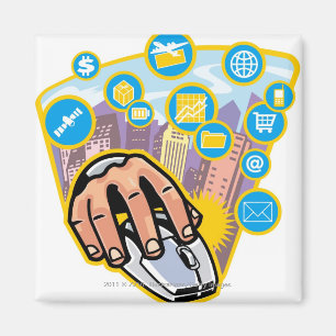 Close-up of hand on computer mouse magnet