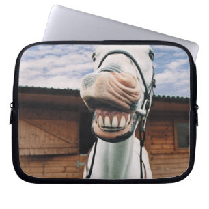 Close-up of Horse with Mouth Open Laptop Sleeve