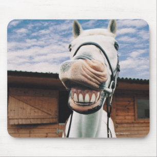 Close-up of Horse with Mouth Open Mouse Mat