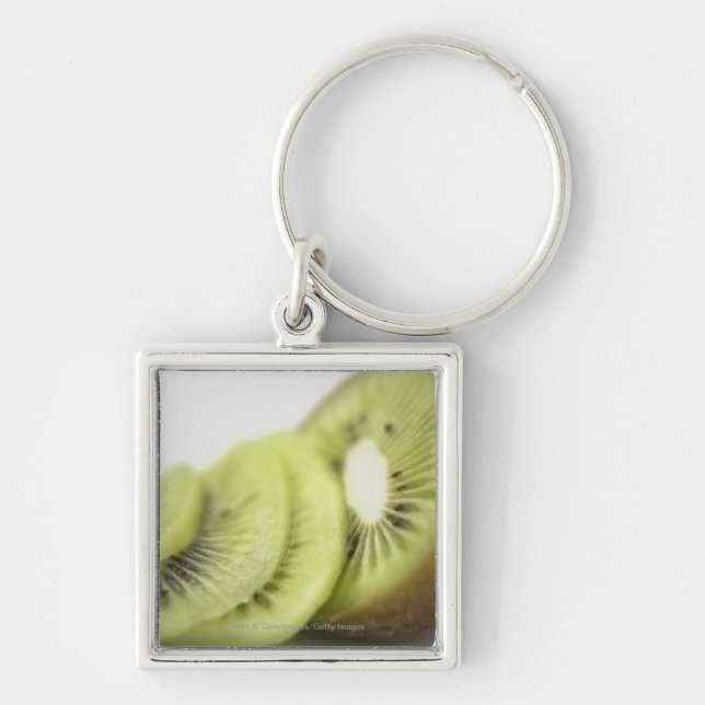 Close-up of kiwi slices key ring (Front)