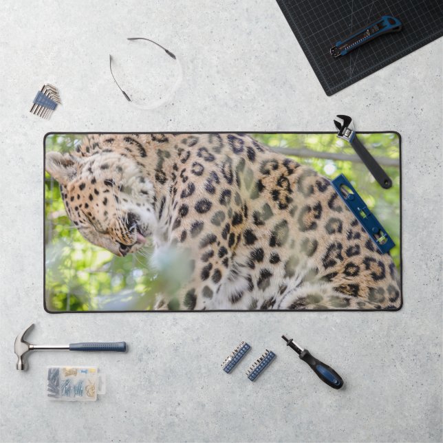 Close up of Leopard Photo Desk Mat (Workstation)