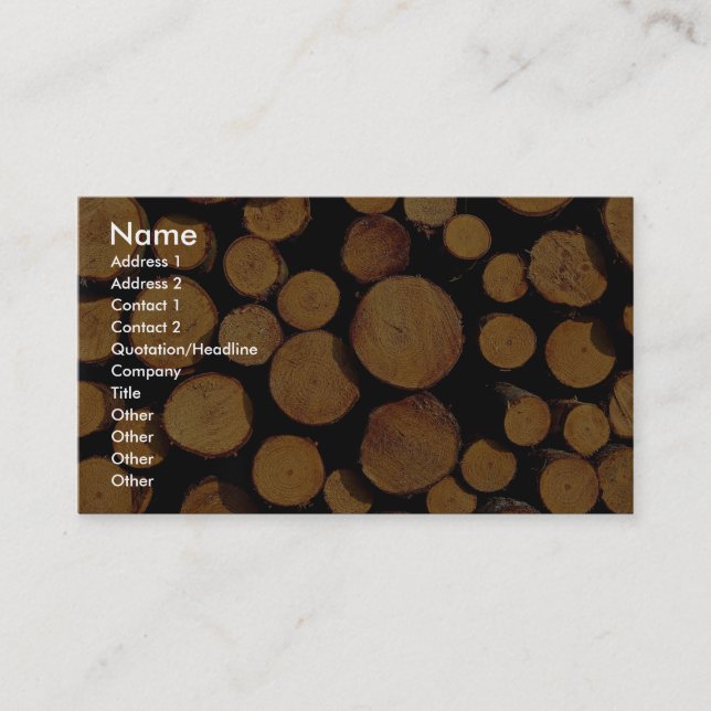 Close-up of logs business card (Front)