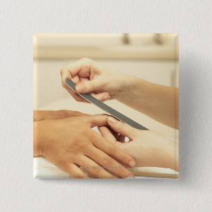 Close up of manicure 15 cm square badge
