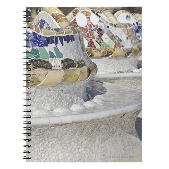 Close-up of Mosaics on Gaudi Building, Parc Notebook (Front)