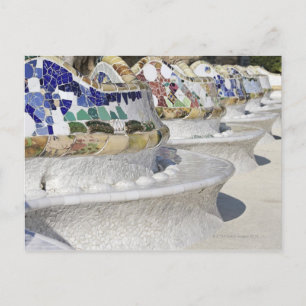 Close-up of Mosaics on Gaudi Building, Parc Postcard