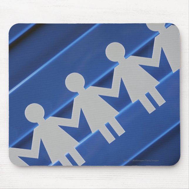 Close-up of paper chain dolls mouse mat (Front)