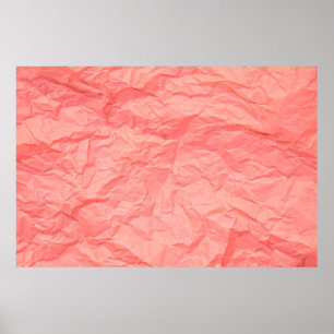 Close up of pink wrinkle crumpled old with paper p poster