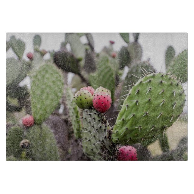 Close Up Of Prickly Pear Cactus Cutting Board (Front)