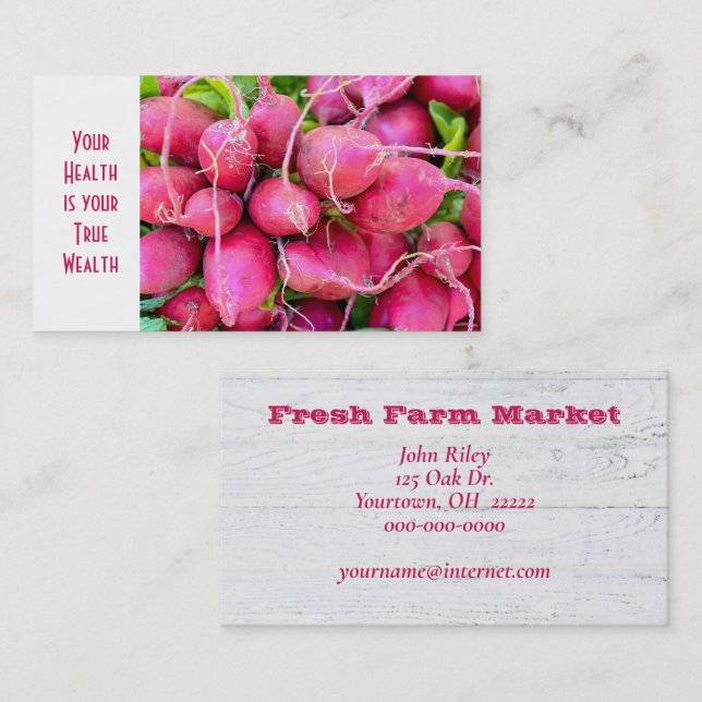 close up of radish bunch business card (Front/Back)