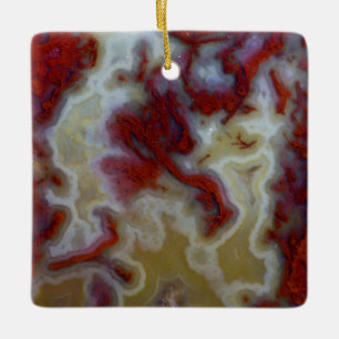 Close up of Red Moss Agate Slab Ceramic Ornament