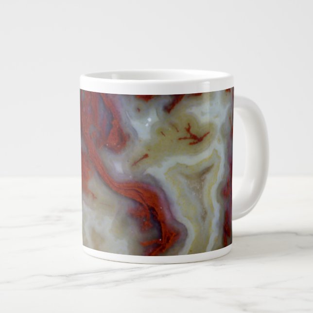 Close up of Red Moss Agate Slab Large Coffee Mug (Front Right)