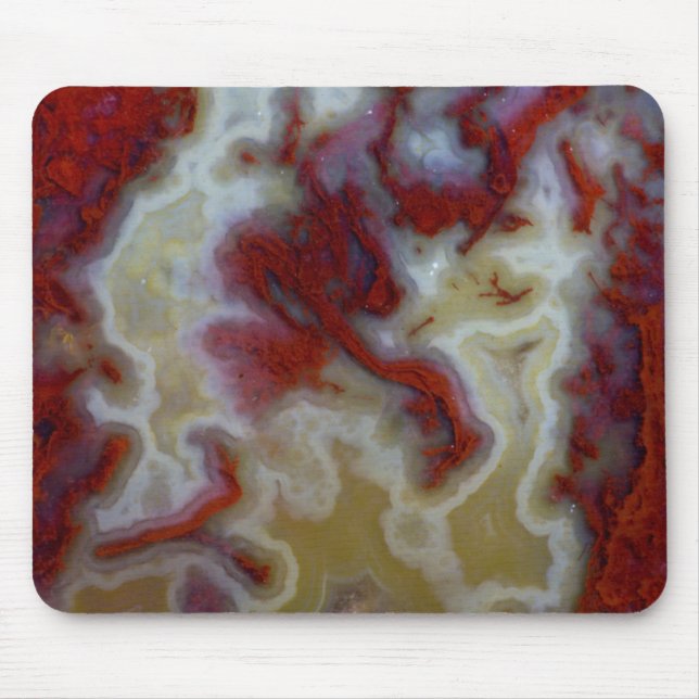 Close up of Red Moss Agate Slab Mouse Mat (Front)
