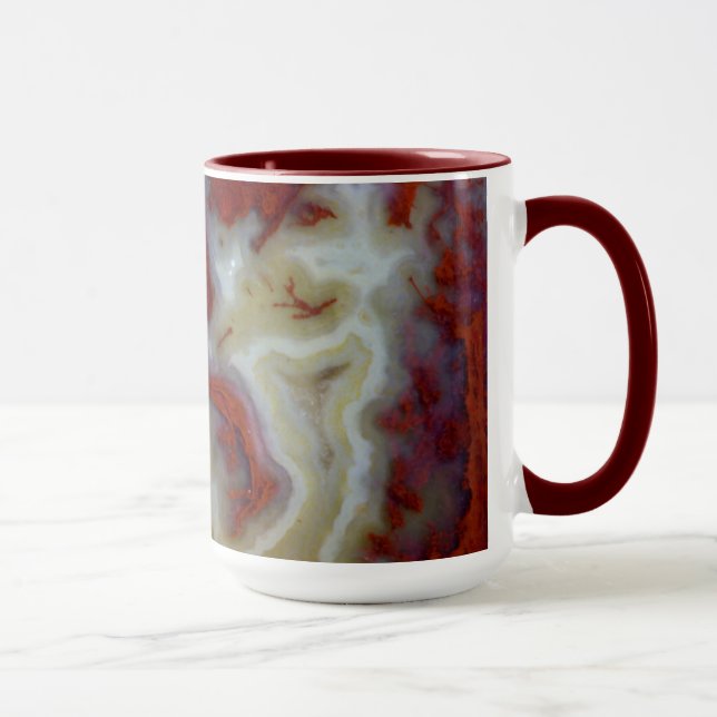 Close up of Red Moss Agate Slab Mug (Right)