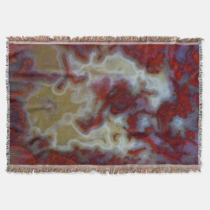 Close up of Red Moss Agate Slab Throw Blanket