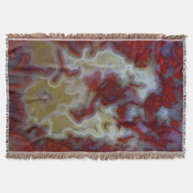 Close up of Red Moss Agate Slab Throw Blanket (Front)