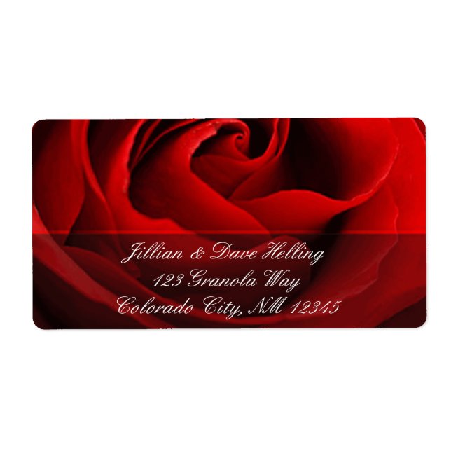 Close up of red rose accent address Label (Front)