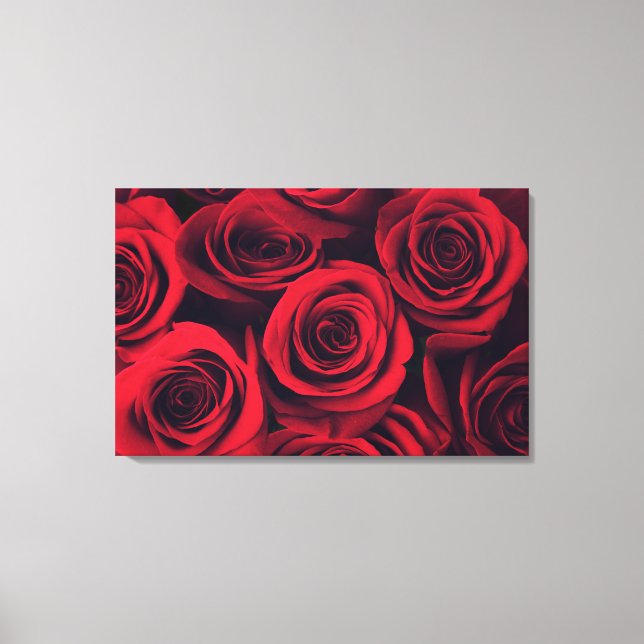 Close up of red rose flowers. canvas print (Front)