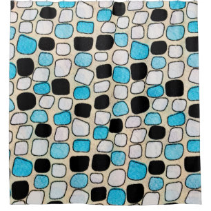 close-up of retro shirt style1960s,background,blue shower curtain