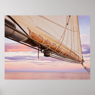 Close-Up Of Sail And Ropes   Maine, Camden Poster