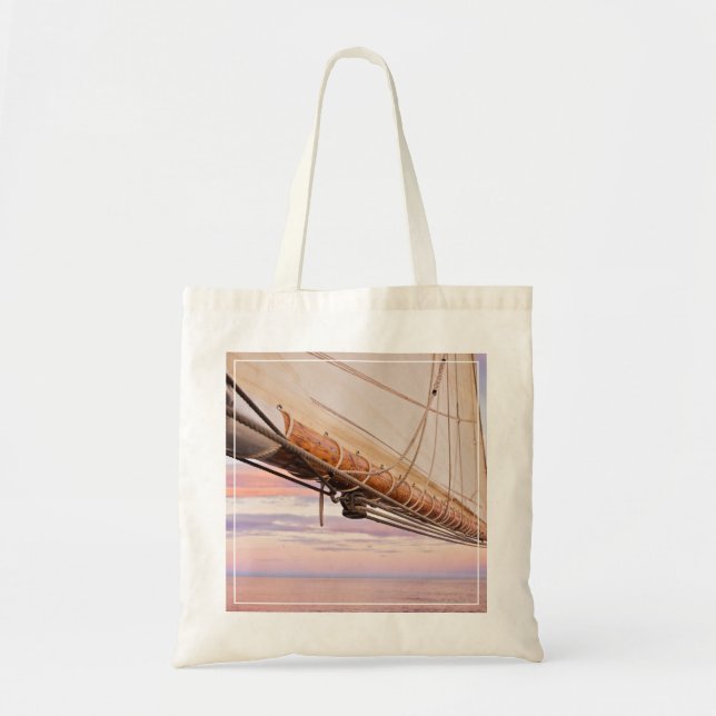 Close-Up Of Sail And Ropes | Maine, Camden Tote Bag (Front)