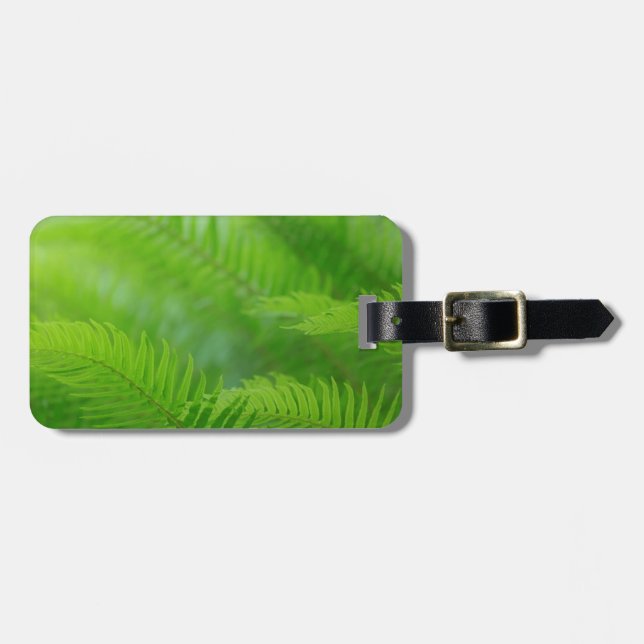 Close-up of sword fern luggage tag (Front Horizontal)