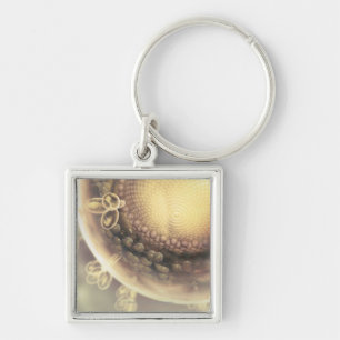 Close up of the structure of an HIV cell Key Ring