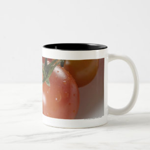 Close-up of tomatoes on a tray Two-Tone coffee mug