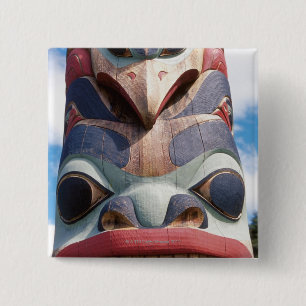 Close-up of totem pole in Sitka, Alaska, USA 15 Cm Square Badge