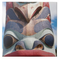 Close-up of totem pole in Sitka, Alaska, USA