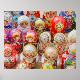 Close-up of traditional Russian nested dolls Poster